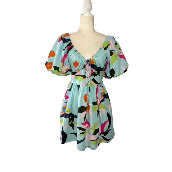 NWT A New Day floral puff sleeve cotton dress - M - Picture 1 of 10